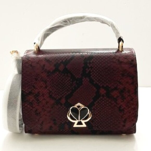 Kate Spade Nicola Snake-Embossed Twistlock Medium Top Handle Satchel Bag - Picture 1 of 7